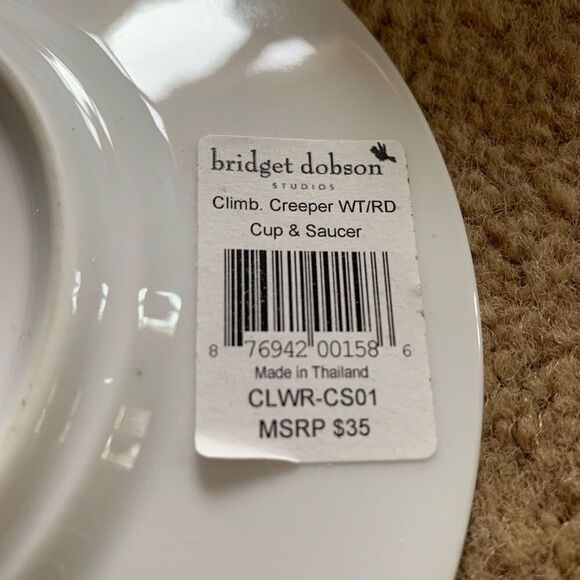 Bridget Dobson Climbing Creeper Set of 4 Cups & 3 Saucers **NEW** - Picture 7 of 7
